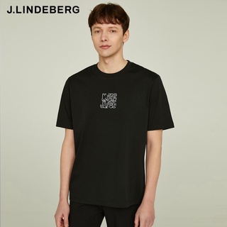 Jlindeberg Jin Lindbergh เสื้อยืดลําลอง ผ้าฝ้าย แขนสั้น สีพื้น สีขาว สําหรับผู้ชาย