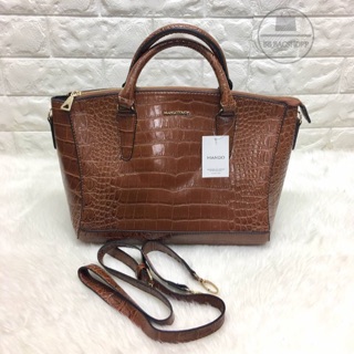 MANGO CROC HANDBAG (outlet) สีน้ำตาล