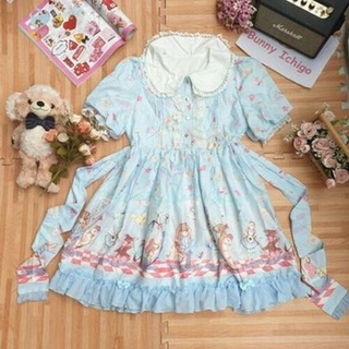 🍓 No Brand 🐰 เดรส โลลิต้า อก 38 นิ้ว แบรนด์ญี่ปุ่นมือสอง สภาพดี Lolita