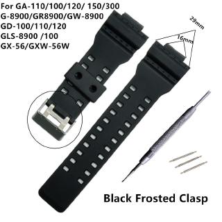 สายนาฬิกา ชนิดยางซิลิโคน สีดำ กันน้ำ ขนาด 16 มม. อุปกรณ์เสริมสำหรับ Casio G Shock