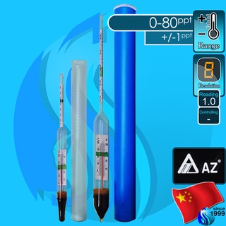 AZ Floating Glass Hydrometer Salinity tester thermometer วัดความเค็ม วัดอุณหภูมิ salt meter วัดความถ่วงจำเพาะ ปรอทวัด