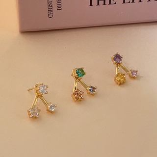 dd TIMI star jacket stud earring-วัสดุชุบทองเหลือง18k