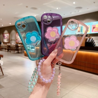 Oppo A93 A31 Reno 10 8T 8 8Z 7Z 6Z 4F 4Z 5 5f f z 6 4G 5G Pro Quicksand Flower Stand Candy Colors Fine Hole Round Airbag Shockproof Clear Soft Phone Case NKS 07