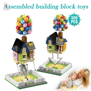 【สินค้ามีจำหน่าย】 Cute Building Blocks Kit Modular Balloon House Model Flying Balloon House Tensegrity Sculptures For Kid and Adults HT