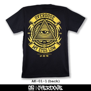 Overdose T-shirt เสื้อยืดคอกลม สีดำ รหัส AK-01-1(โอเวอโดส)