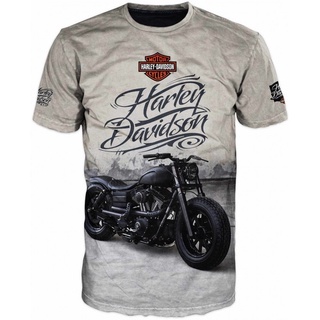 ใหม่ เสื้อยืดแขนสั้น ทรงหลวม พิมพ์ลาย Harley Davidson สําหรับผู้ชาย