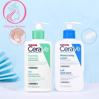 พร้อมส่ง🥰CERAVE Moisturising Lotion（โลชั่นบำรุงผิว เนื้อสัมผัสบางเบา）เซราวี/ CERAVE Foaming Cleanser(โฟมล้างหน้า)236ml