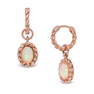 Mizuchol ต่างหูเงินแท้ชุบ Rose Gold ประดับพลอยโอปอล Pink Tiara Earrings - Opal