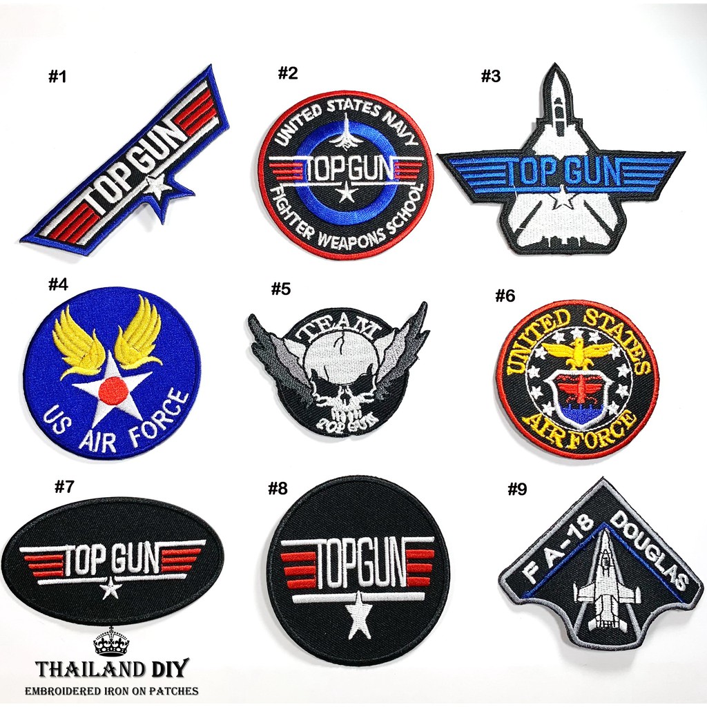 ตัวรีดติดเสื้อ ทหาร ชุดนักบิน Topgun นักบิน ทหารอากาศ Top Gun Patch wop งานปัก DIY ตัวรีด อาร์ม ติดเ