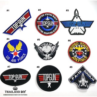 ตัวรีดติดเสื้อ ทหาร ชุดนักบิน Topgun นักบิน ทหารอากาศ Top Gun Patch wop งานปัก DIY ตัวรีด อาร์ม ติดเสื้อ ชุดทหาร โลโก้