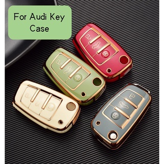 เคสกุญแจรีโมท TPU สีพื้น สําหรับรถยนต์ Audi A3 A4 A5 C5 C6 8L 8P B6 B7 B8 C6 RS3 Q3 Q7 TT 8L 8V S3 2005-2013