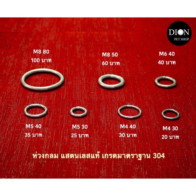 ห่วงกลมสแตนเลสแท้ 304 โดนน้ำได้ ไม่ขึ้นสนิม