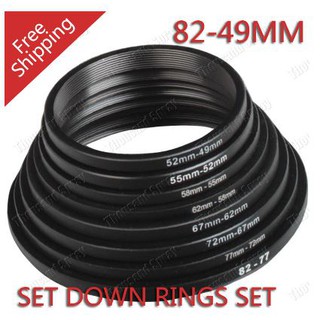 แหวนล็อคอะแดปเตอร์  ปรับขนาด เลนส์ STEP RING 82-49MM 8PCS/SET น้ำหนักเบาและทนทานวัสดุอลูมิเนียม