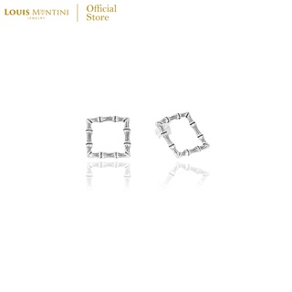 Louis Montini (Jewelry) Sterling Silver 925 Earrings ต่างหูเงินแท้ 92.5% ต่างหูผู้หญิง รูปสี่เหลี่ยม LJER69