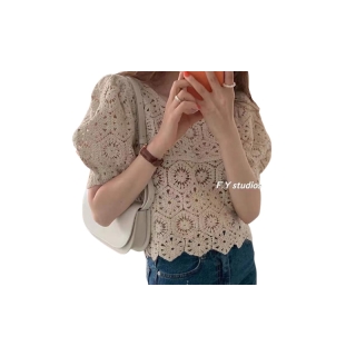 𝙁.𝙔 𝙨𝙩𝙪𝙙𝙞𝙤𝙨  พร้อมส่ง NO.106 ☆NEW ARRIVALS ☆เสื้อแขนสั้นผ้าฉลุลายลูกไม้น่ารักๆ สไตล์เกาหลี สําหรับผู้หญิง (