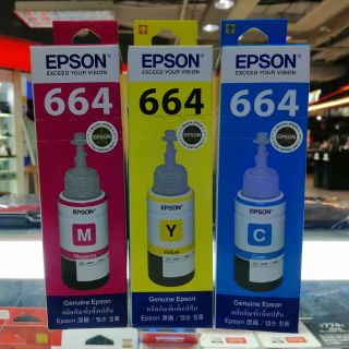 หมึกแท้ EPSON L-Series 664 #SET 3 สี C, M, Y(ของแท้ศูนย์)​บรรจุกล่อง