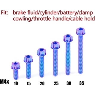 RTAMO Titanium Gr5 M4(#6)x10 15 20 25 30 35L OD=7.5mm CNC Bolt น้ํามันเบรก น้ํามันถัง กระบอกสูบ Ohlins For Nmax Xmax 300 Forza 350 Pcx160 Vespa
