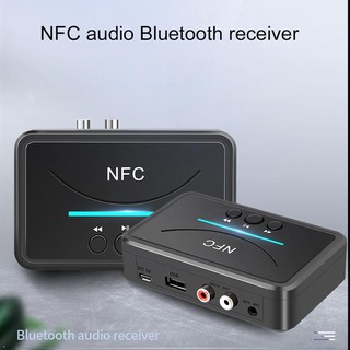 BT200 NFC บลูทู ธ 5.0 รับเสียงสเตอริโอไร้สายบลูทู อะแดปเตอร์เสียง 3.5 มิลลิเมตร AUX RCA เพลงเสียงรถลำโพงใหม่ล่าสุด（ขายล่