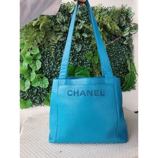 Chanel​ tote​ bag​ light blue caviar​ skin Recolor original color