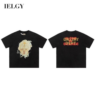 Ielgy เสื้อแขนสั้น พิมพ์ลายแนวสตรีทย้อนยุค สําหรับผู้ชาย