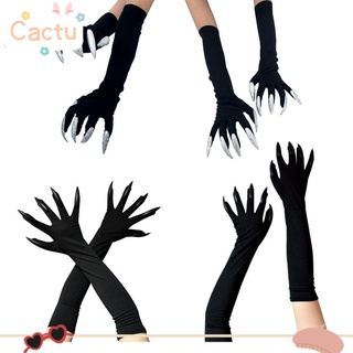 Cactu ถุงมือคอสเพลย์ ผี เล็บยาว สุดเท่ สีดํา สําหรับปาร์ตี้ฮาโลวีน