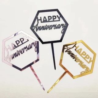 ป้ายปักเค้กอะคริลิค ป้าย Happy Anniversary
