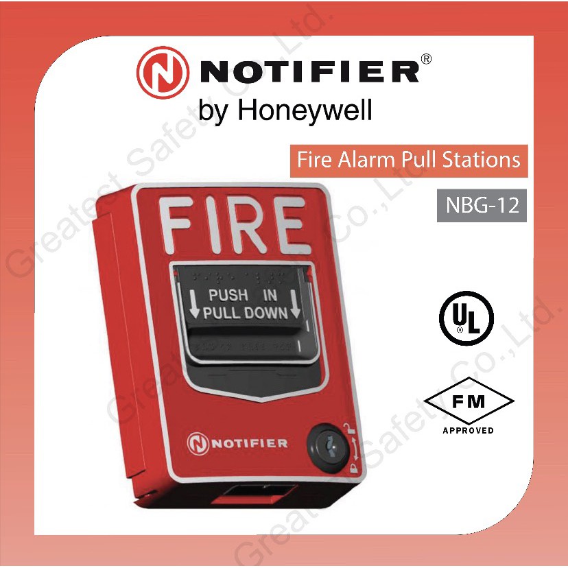 NBG-12 Non-Coded Conventional Manual Fire Alarm Pull Stations "NOTIFIRE"UL