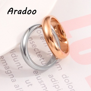 Aradoo แหวนเหล็กไทเทเนียม ชุบทอง 18K ทรงกลม 4 มม.