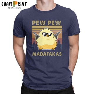 เสื้อคู่วินเทจ - ผู้ชายเสื้อยืดเป็ด Meme Pew Pew Pew Madafakas วินเทจเสื้อยืดผ้าฝ้ายที่น่าตื่นตาตื่