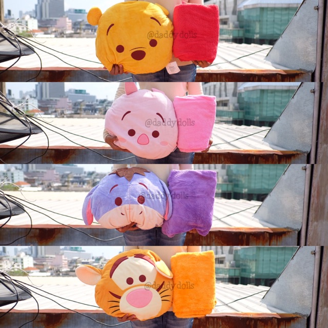 หมอนผ้าห่ม ซุกมือ Pooh หมีพูห์ & Piglet พิกเล็ต & Eeyore ลาอียอร์ & Tigger เสือทิกเกอร์ Tsum Tsum ซูมซูม นุ่มนิ่ม 12นิ้ว