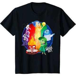 เสื้อยืดผ้าฝ้ายพรีเมี่ยม เสื้อยืด พิมพ์ลาย Disney Pixar Inside Out หลากสีสัน