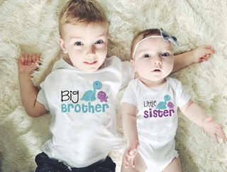 ชุดบอดี้สูท แขนสั้น และเสื้อยืด คอกลม แขนสั้น ลาย Big brother Lil Sister สําหรับเด็ก