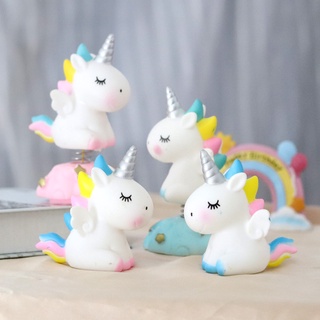 [จุด] อุปกรณ์ตกแต่งเค้กวันเกิดยูนิคอร์นม้าโยกสายรุ้งเค้กวันเ…