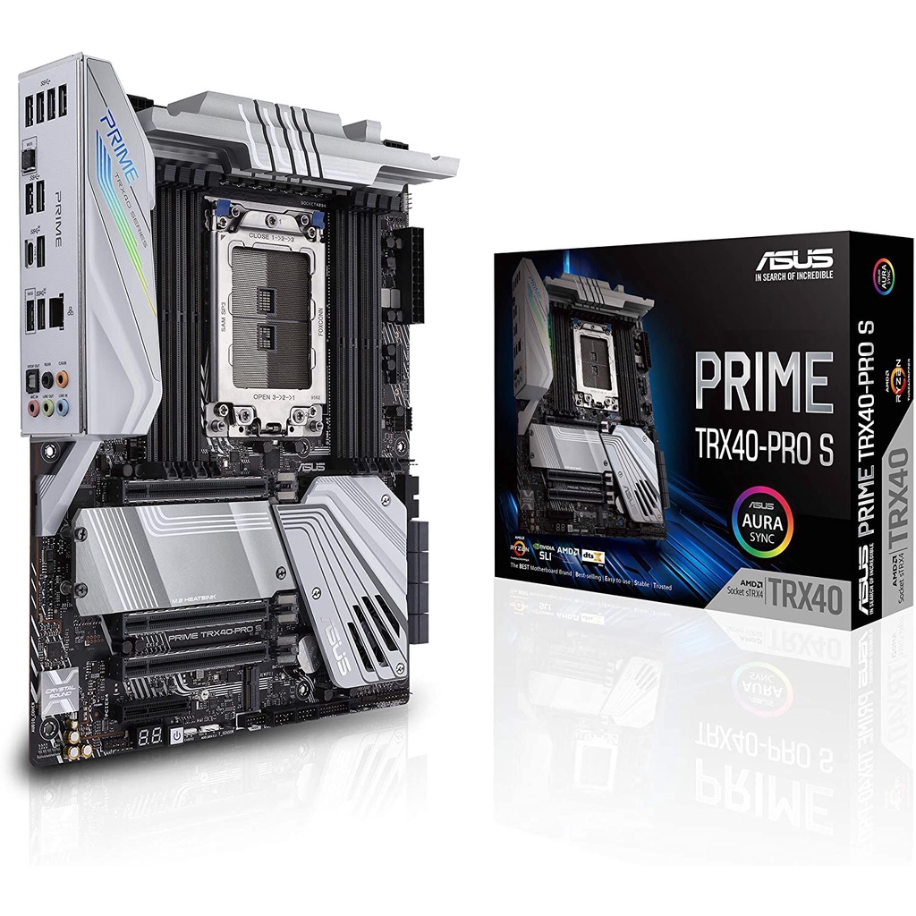 ASUS Prime TRX40-Pro S AMD sTRX4 3rd Gen Ryzen Threadripper ATX Content Creation Motherboard (16 Power Stages, PCIe 4.0, DDR4, Triple M.2, Gigabit LAN, Aura Sync RGB)