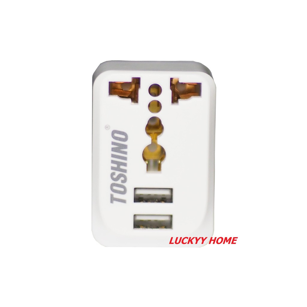 Toshino ปลั๊กแปลงขา Universal มี USB 2 Ports