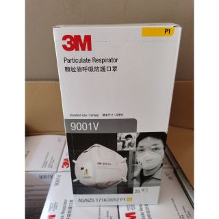 3M หน้ากากป้องกันฝุ่นละออง รุ่น 9001V P1พร้อมส่ง1กล่องมี25ชิ้น