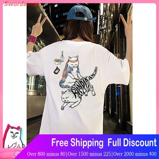 T-Shirt【เสื้อยืดกีฬา】ripndip Tattootee เสื้อยืดแขนสั้น ลายรอยสักแมว สไตล์ญี่ปุ่น สําหรับผู้ชาย และผู้หญิง zXuV S-5XL