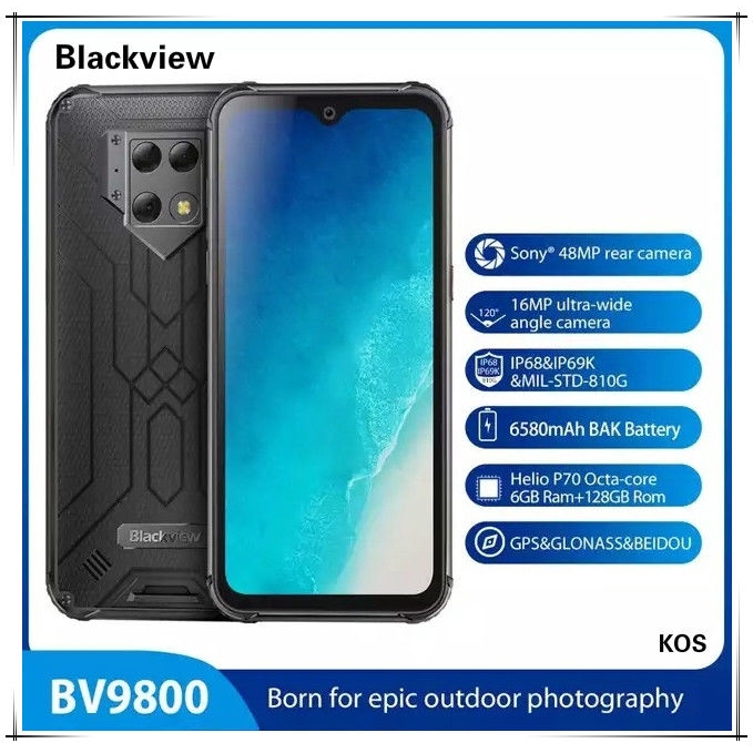 สมาร์ทโฟน phoneBlackview BV9800 กล้อง Triple กันน้ำหน้าลายนิ้วมือ ID 6.3 '' Android 9.0