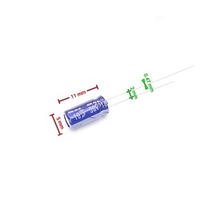 50pcs ตัวเก็บประจุแบบอลูมิเนียมอิเล็กโทรไลต์ 10uF 50V pitch 2 mm ตัวเก็บประจุไฟฟ้าอิเล็กโทรไลต์