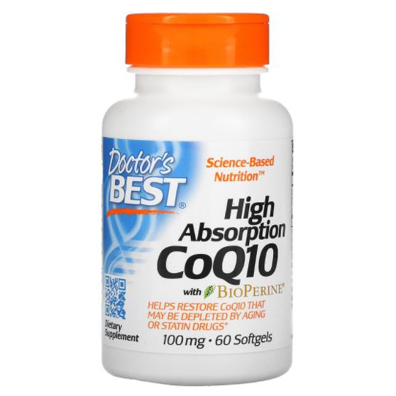 Doctor's Best, High Absorption CoQ10 with BioPerine, 100 mg [ 60 Softgels ] co q-10 puritan