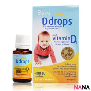 Ddrops Baby 400 IU Vitamin D 90 drops 2.5ml วิตามินดี สำหรับทารก 90 หยด 2.5มิลลิลิตร (หมดอายุ:09 2025)