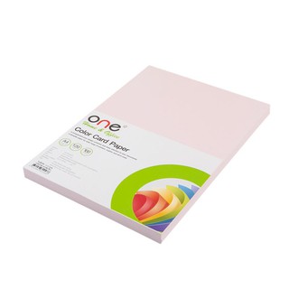 กระดาษการ์ดสี A4 120 แกรม ชมพู 100 แผ่น/แพ็ค ONE A4 color card paper 120 gram pink, 100 sheets / pack ONE