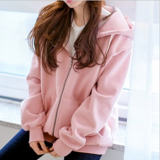 maisidamall เสอื้ กนั หนาว เสื้อแจ็กเก็ต แบบรูดซิป มีหมวก สีพื้น ใส่กันหนาว มีให้เลือก 6 สี ไซซ์ M-2XL