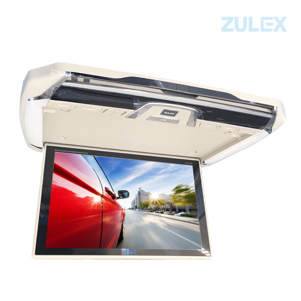 zulex New 2022 จอเพดานติดรถยนต์รุ่น E6-121AR สีครีม ขนาด12.1" บางเพียง 2.0 CM มาพร้อมเครืองฟอกอากาศแ