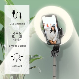 Selfie Stick L07 ไฟไลฟ์สดแบบพกพาง่ายสะดวก พร้อมขาตั้งโตะ ไม้เซลฟี่และรีโมทบลูทูธในตัว