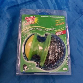 ฝอยขัดหม้อสก๊อตไบร์ท สร้อยสแตนเลสแท้ 100% ขนาดจัมโบ้สำหรับขัดงานหนัก heavy duty ไฟสแตนเลสพร้อมด้ามจับถนัดมือเส้นใยคม 3M