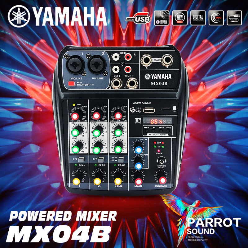 ✥■YAMAHA MX04B Audio Mixer 4 Channels Mini Musical Multifunctional PC Interface Mixing Console DJ Buil