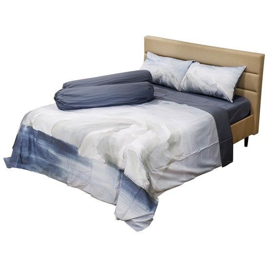MURANO ชุดผ้าปูที่นอน และปลอกผ้านวม รุ่น TSM-Q CT-300T ควีนไซส์ (ชุด 6 ชิ้น) สีขาว - น้ำเงิน ชุดเครื่องนอน