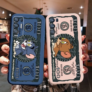 เคสโทรศัพท์มือถือ ซิลิโคนนิ่ม ขอบตรง ลายดอลลาร์ แมว และหนู สําหรับ OPPO Reno6 Z 5G Reno 5 Pro 4 4G 3 Reno2 Z F