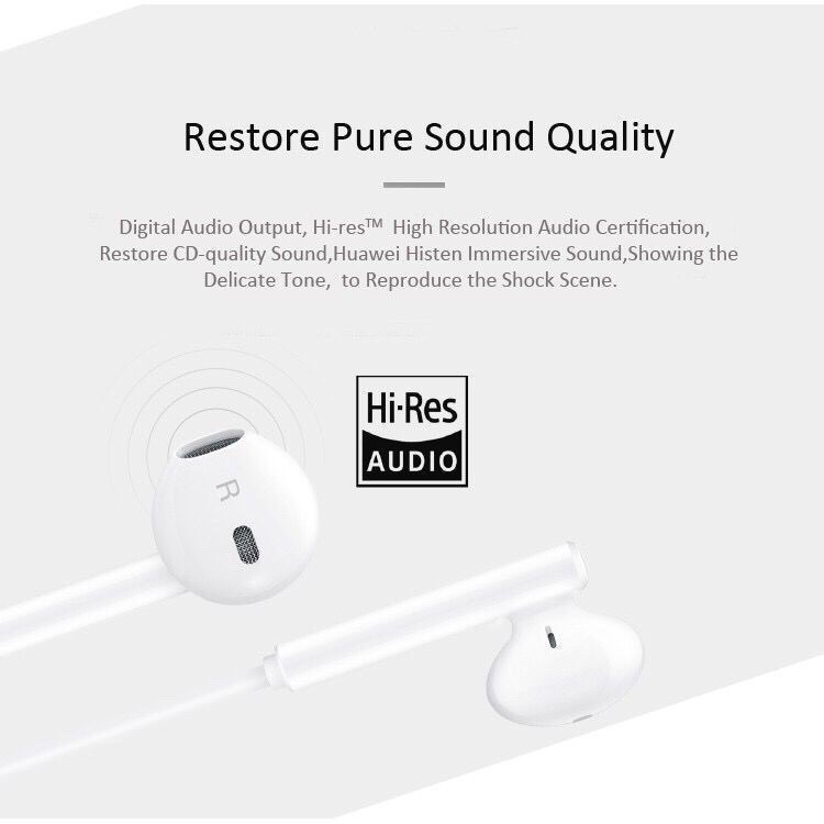 ของแท้ 100% HUAWEI CM33 หูฟังอินเตอร์เฟส Type-C ไมโครโฟน เสียงรอบทิศทาง HUAWEI P20 P30 P40 Pro MATE20 Type-C